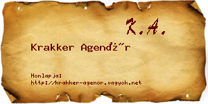 Krakker Agenór névjegykártya